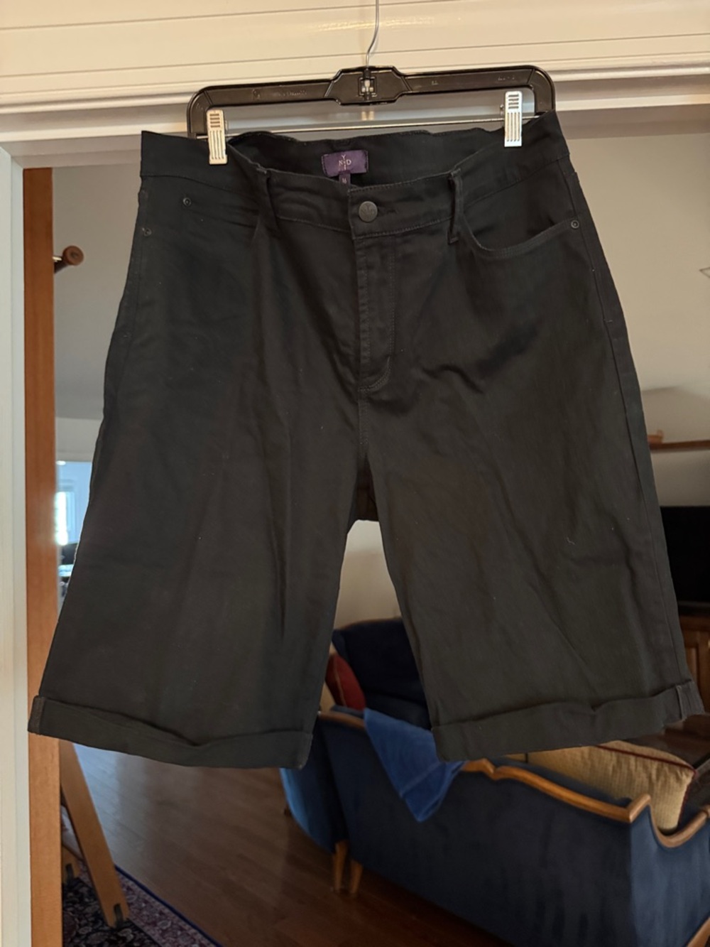 NYDJ, Black Casual Roll-Cuff Shorts, size 16